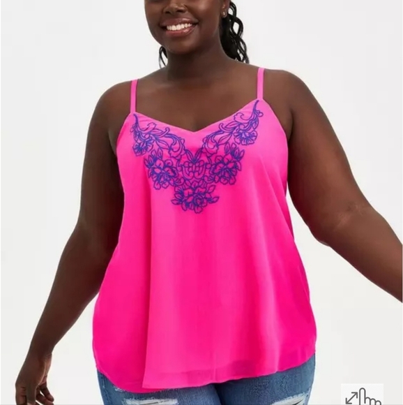 NWOT Torrid 3x Sophie Chiffon Embroidered Swing Cami - Picture 1 of 5